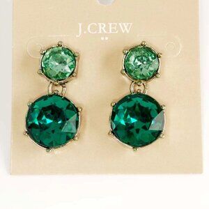 New  J Crew Round Green Drop Earrings